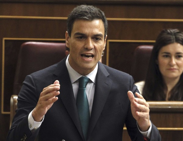 El secretario general del PSOE, Pedro Sánchez, durante su intervención en la sesión de control al Gobierno en el Congreso.