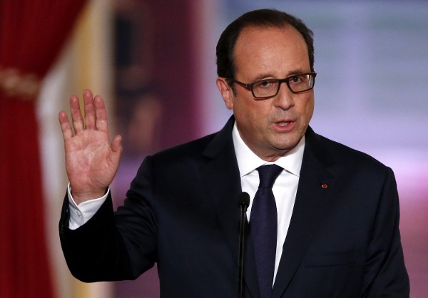 El presidente francés, François Hollande, comparece en su conferencia de prensa semestral en el palacio del Elíseo en París, Francia, el jueves 18 de septiembre de 2014.