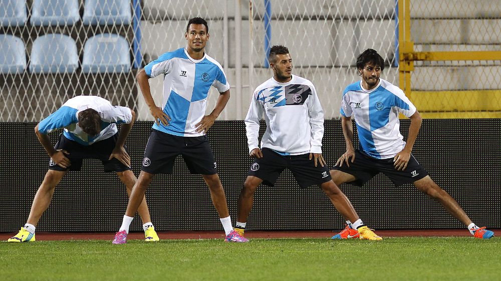 Los jugadores del Sevilla durante el entrenamiento en Rijeka.