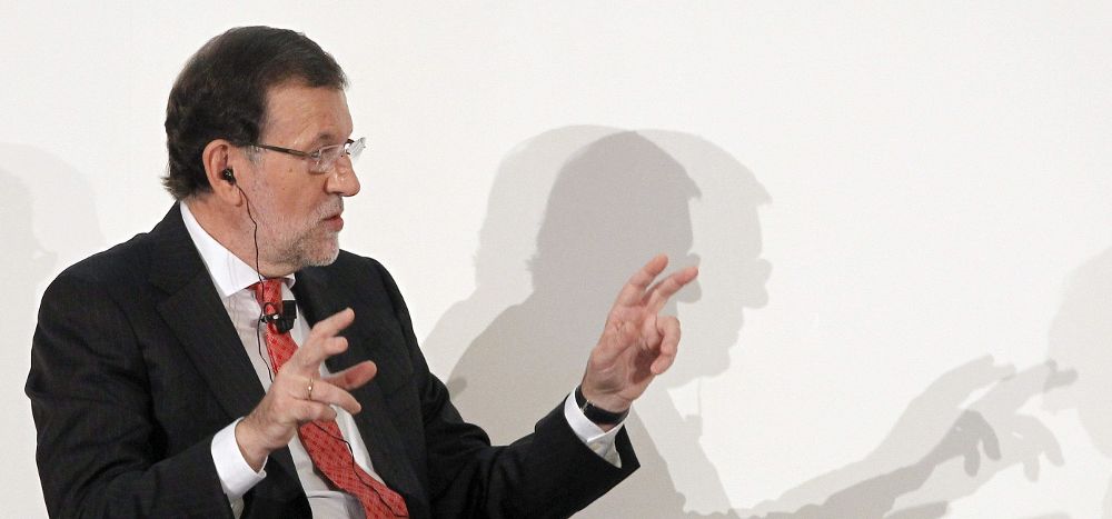 El presidente del Gobierno, Mariano Rajoy, durante su intervención en la cumbre organizada por el Financial Times.