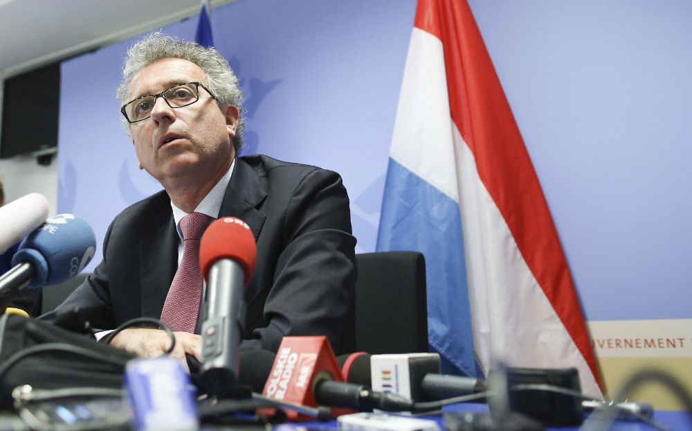 El ministro de Finanzas de Luxemburgo, Pierre Gramegna, durante una rueda de prensa antes de la reunión de ministros de Finanzas del Eurogrupo.