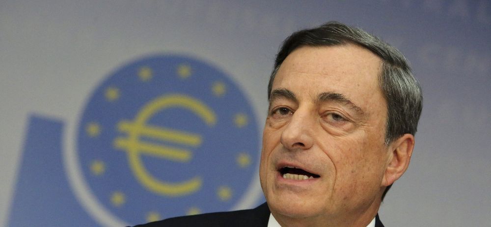 El presidente del Banco Central Europeo (BCE), Mario Draghi, durante una rueda de prensa en Fráncfort, Alemania, hoy, jueves.