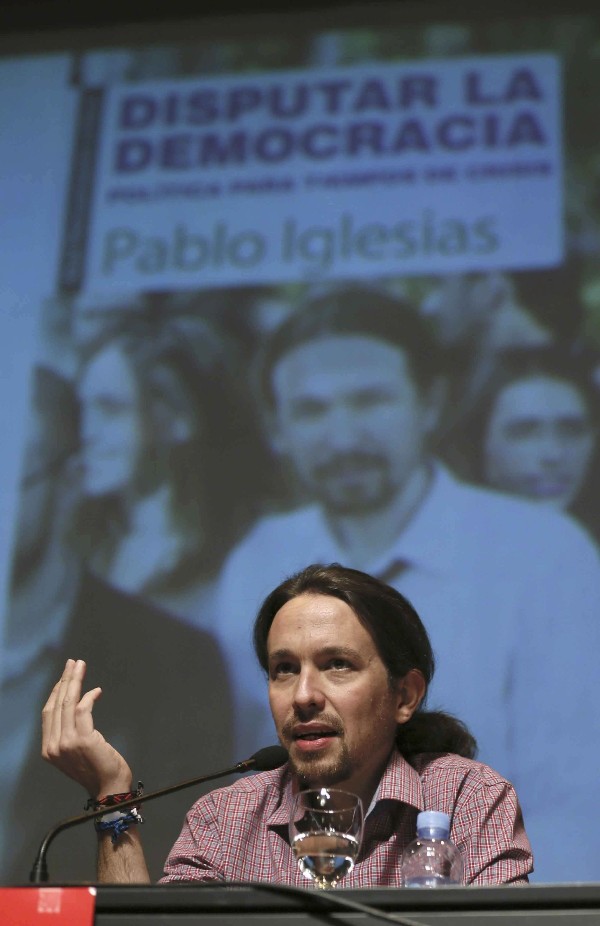 El líder de Podemos, Pablo Iglesias, durante la presentación de su libro 