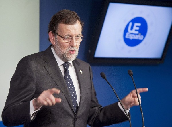 El presidente del Gobierno, Mariano Rajoy, durante la conferencia de prensa ofrecida al término de la última cumbre del año de los jefes de Estado y de Gobierno de la Unión Europea (UE), celebrada hoy en Bruselas.
