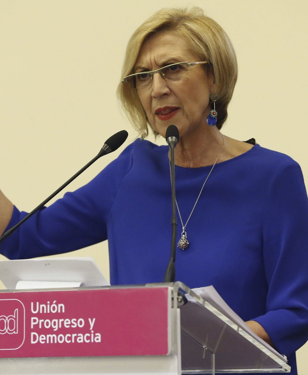 La portavoz de UPyD, Rosa Díez, durante la presentación del informe de gestión ante el Consejo Político de UPyD, hoy en Madrid.
