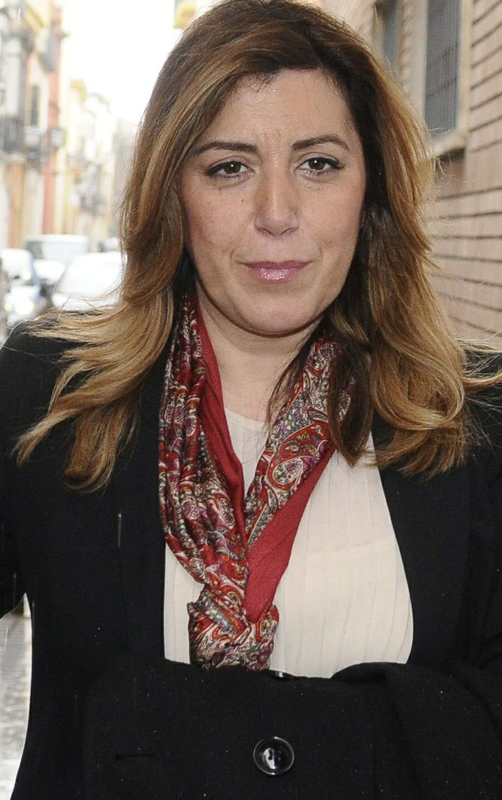 La presidenta de la Junta de Andalucía, Susana Díaz, a su llegada a la reunión con los líderes provinciales de su partido.