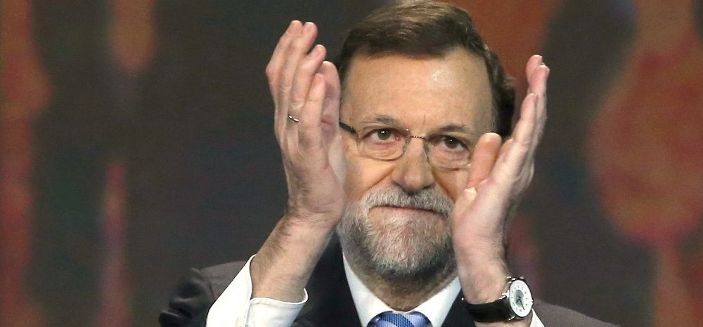 El presidente del Gobierno y del Partido Popular, Mariano Rajoy, tras finalizar su intervención.