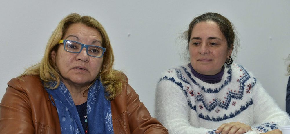Meri Pita Cárdenes (i) y Teresa Ruíz González miembro del círculo Podemos El Hierro.
