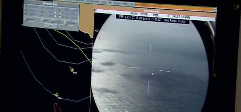 Imagen tomada de televisión de uno de los monitores que, desde un helicóptero, vigilan la zona.