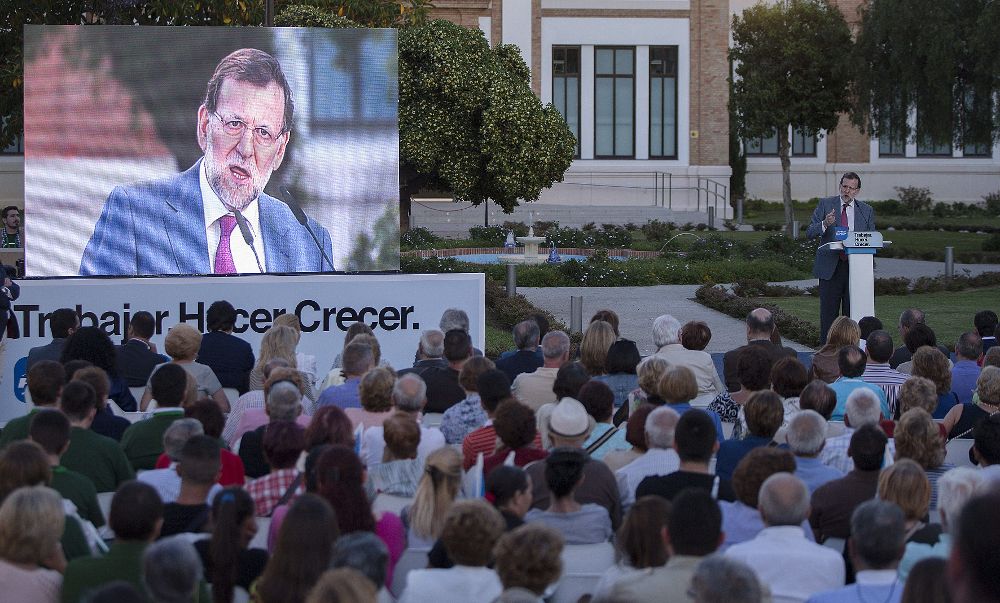 El presidente del Gobierno, Marino Rajoy, durante su intervención en un acto del PP en Málaga.