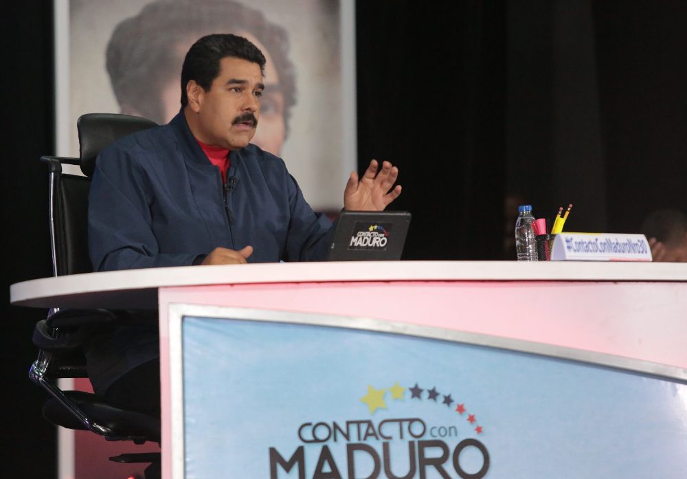 El presidente de Venezuela, Nicolás Maduro, en su programa de televisión "En Contacto Con Maduro", el martes 19.