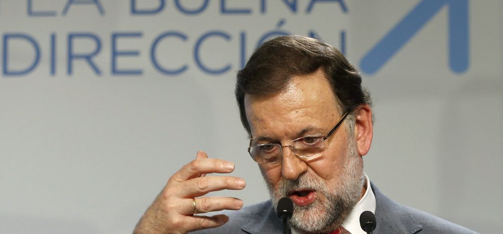 El presidente del Gobierno, Mariano Rajoy, durante la rueda de prensa ofrecida tras la reunión del Comité Ejecutivo Nacional del PP, celebrada esta tarde en Madrid.