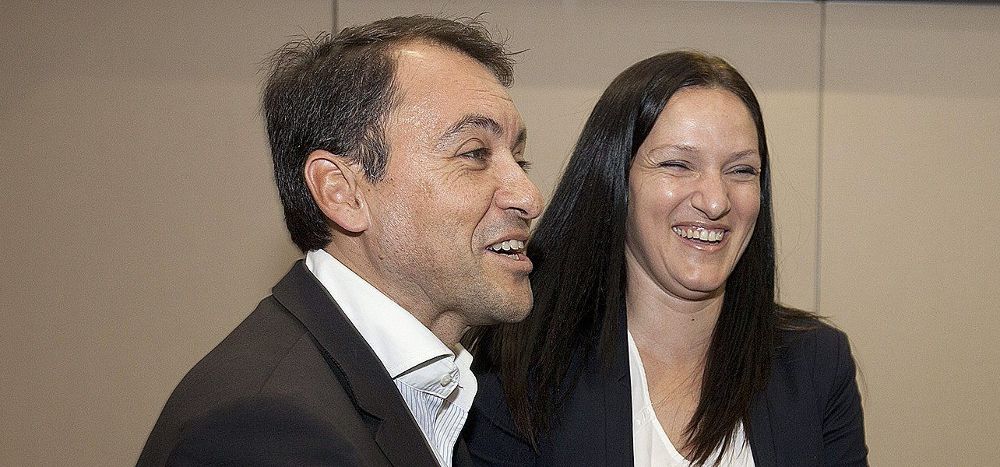 Los líderes de Coalición Canaria y Partido Popular en el ayuntamiento de Santa Cruz de Tenerife, José Manuel Bermúdez (i) y Zaida González.