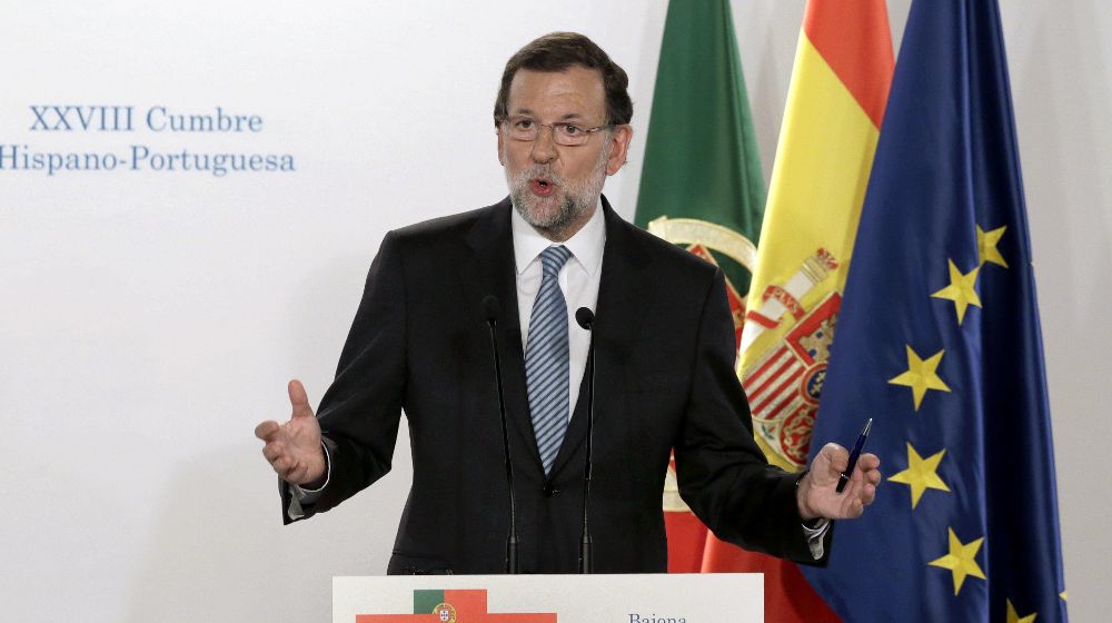 Maríano Rajoy durante su intervención en la rueda de prensa conjunta con el primer ministro portugués.