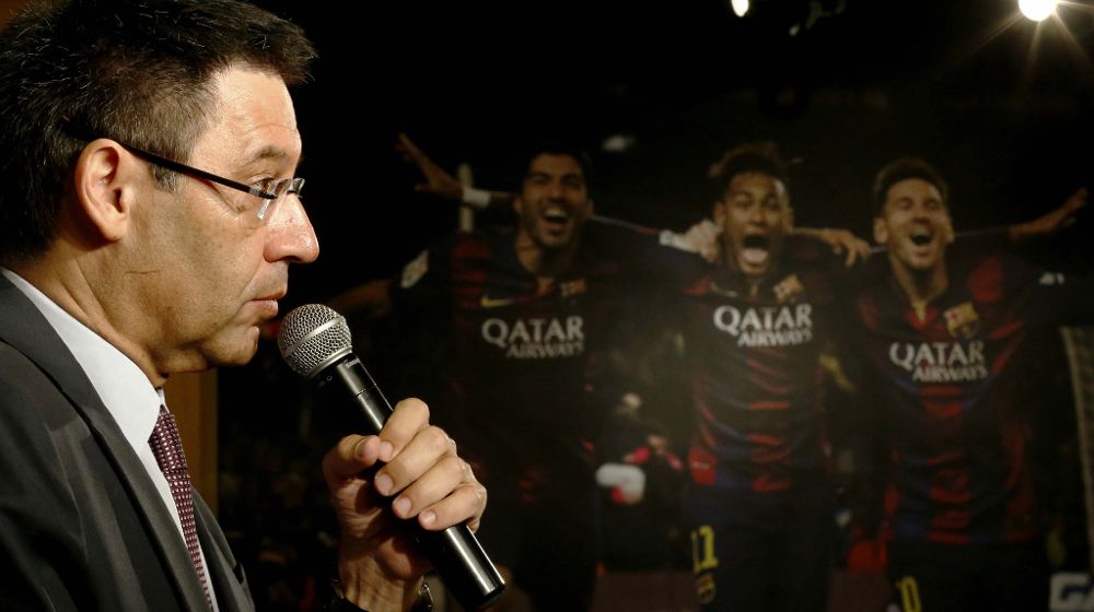 El expresidente del Barça Josep Maria Bartomeu, en la presentación de su candidatura a la presidencia del club.