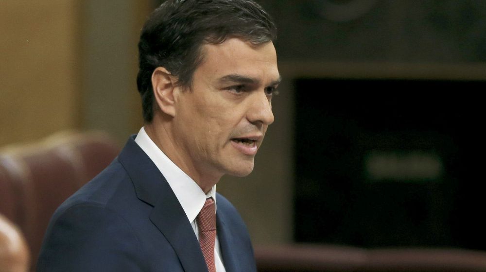El secretario general del PSOE, Pedro Sánchez, durante su intervención en el pleno del Congreso.