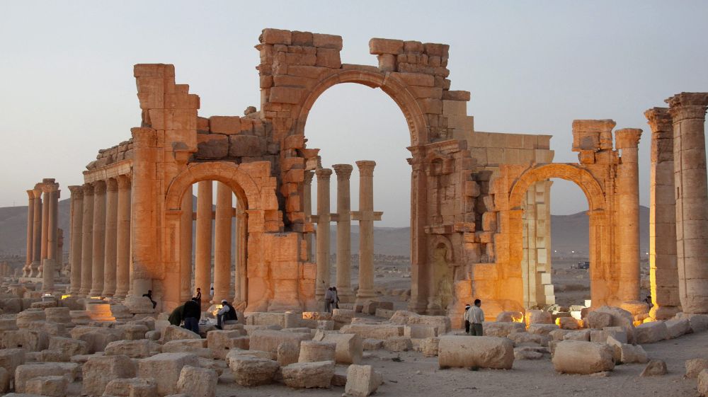 El Arco del Triunfo de Palmira, ciudad arqueológica que están destruyendo los yihadistas del Estado Islámico.