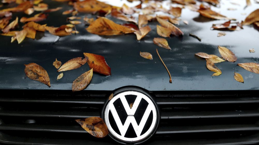 Varias hojas caídas decoran el capó de un Volkswagen Polo en Leipzig (Alemania) hoy, 8 de octubre de 2015. 