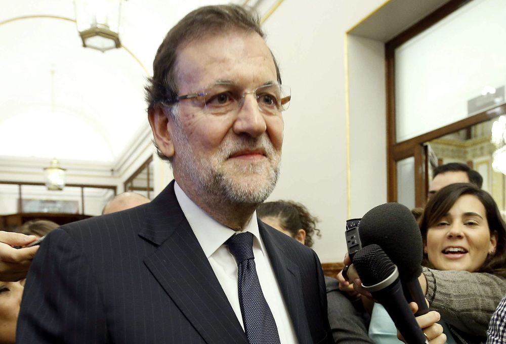 El jefe del Ejecutivo, Mariano Rajoy, a su llegada esta mañana al Congreso de los Diputados.