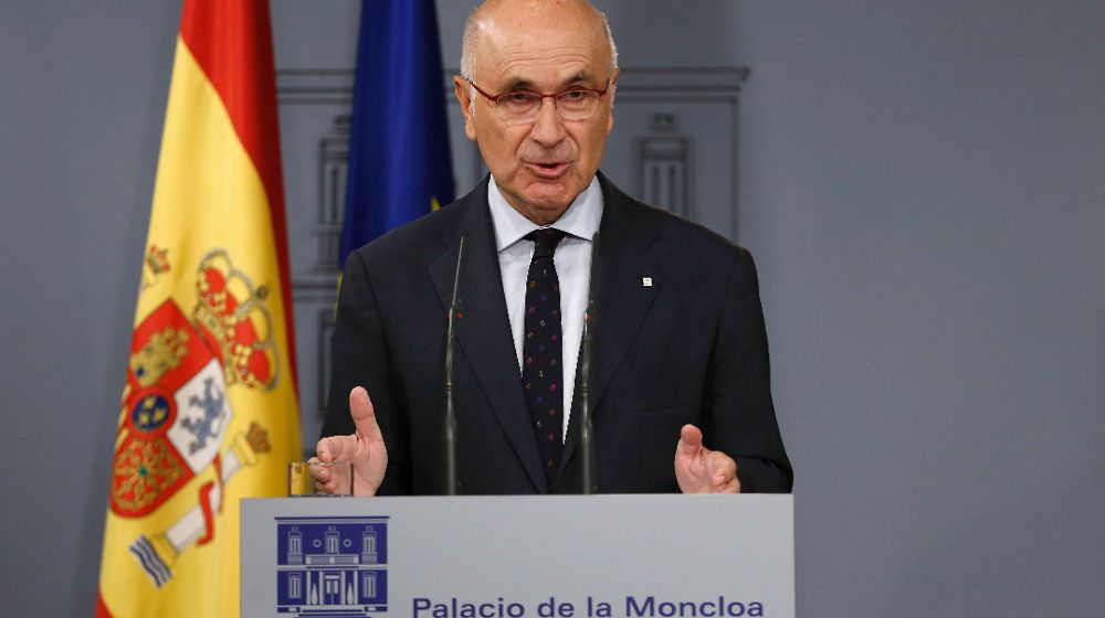 El líder de Unió Democràtica (UDC), Josep Antoni Duran i Lleida, durante la rueda de prensa posterior a la reunión mantenida hoy con Mariano Rajoy.
