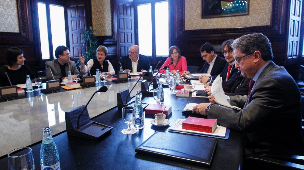 Reunión de la Mesa del Parlament de Cataluña, celebrada previamente a la reunión de la Junta de Portavoces, que ha arrancado envuelta de polémica sin la presencia de representantes del PPC.