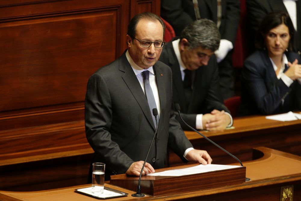 El presidente francés François Hollande durante su discurso.