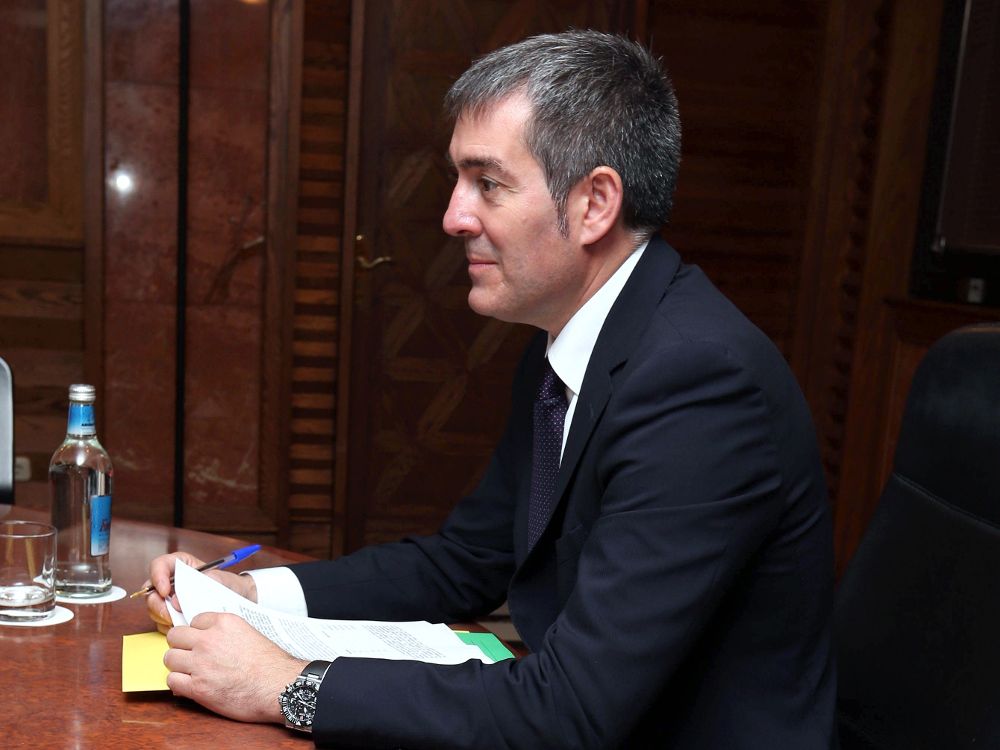 El presidente del Gobierno de Canarias, Fernando Clavijo, durante la última reunión del Consejo de Gobierno.