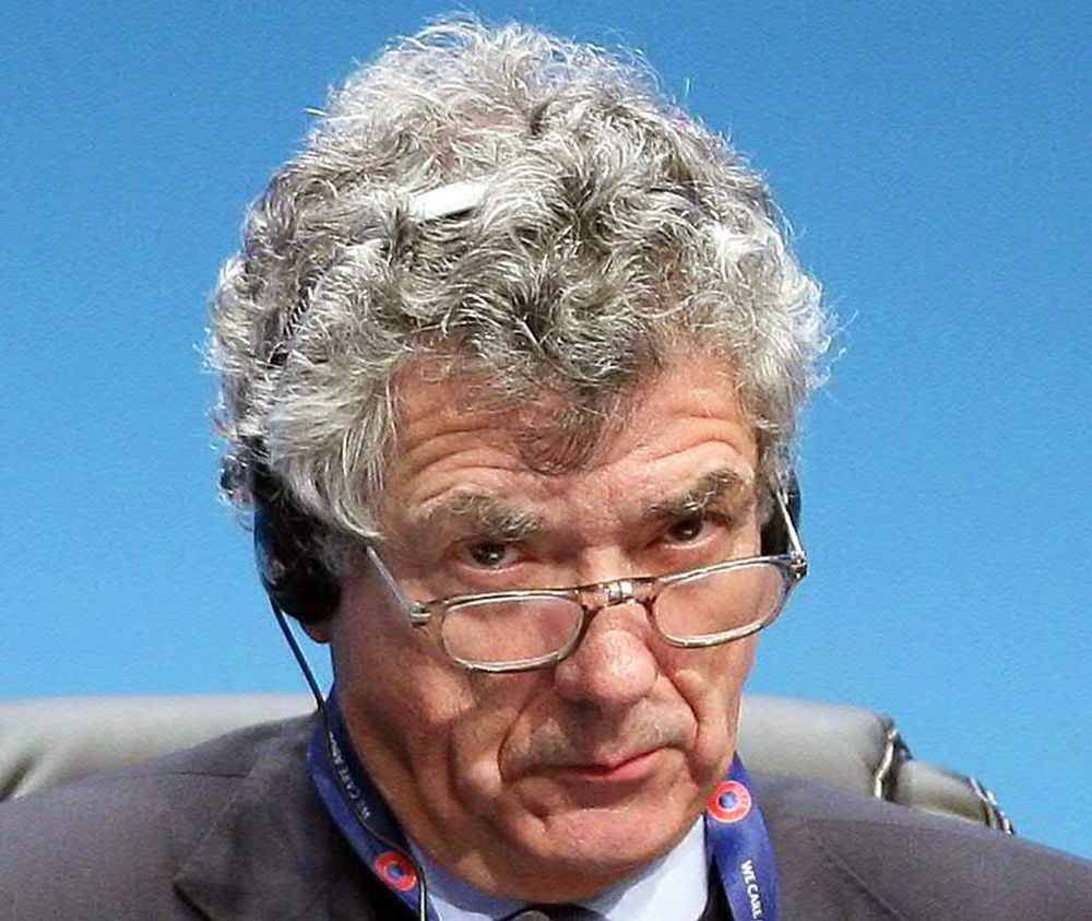 El presidente de la Federación Española de Fútbol, Ángel Villar, durante su participación en el 39º Congreso Ordinario de la UEFA.
