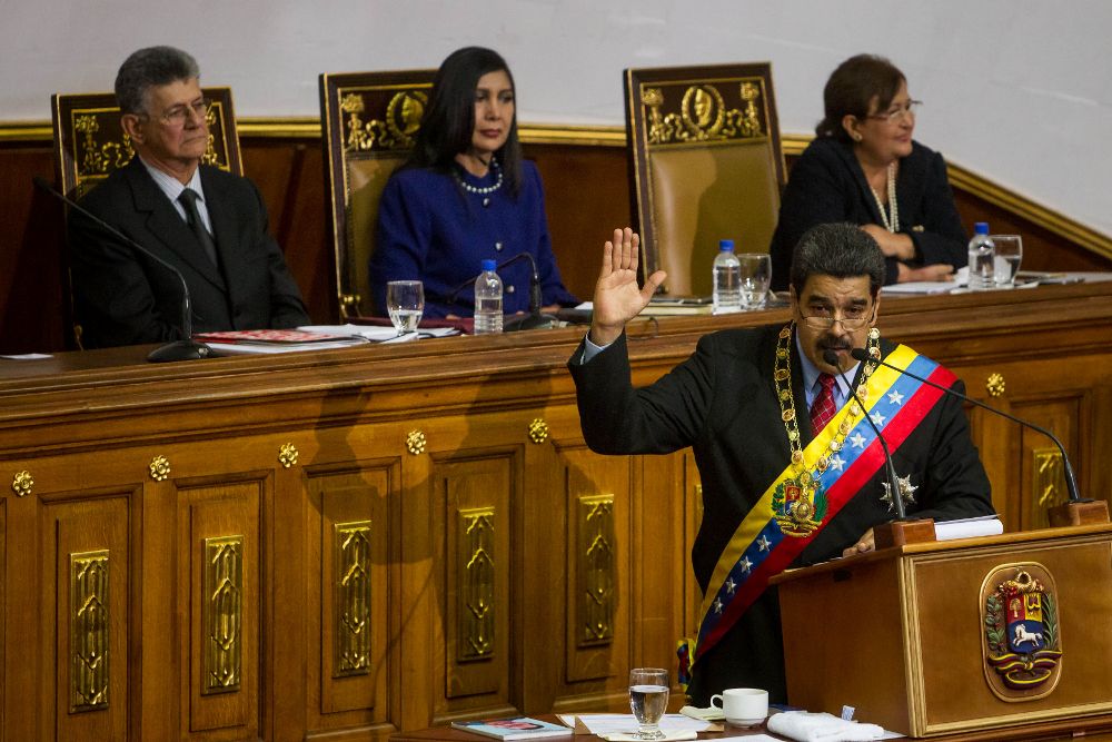 El presidente de Venezuela, Nicolás Maduro durante su discurso en la Asamblea Nacional, el pasado viernes.