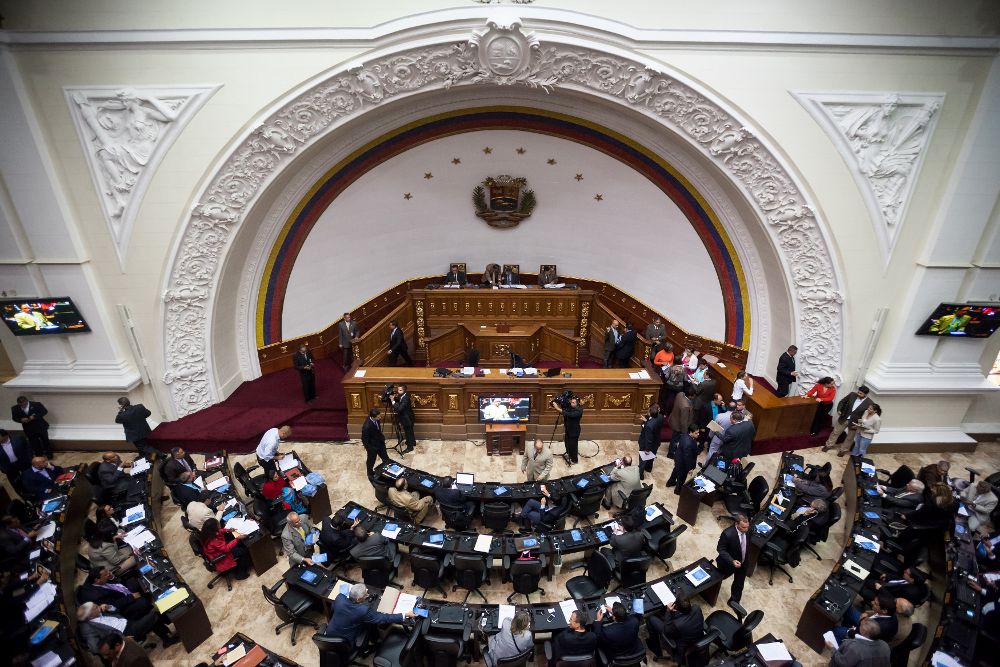 Fotografía del hemiciclo de sesiones de la Asamblea Nacional de Venezuela (AN).