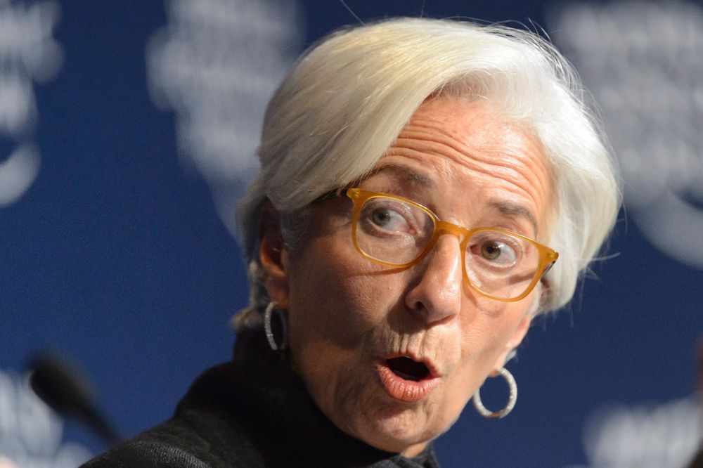 La directora del Fondo Monetario Internacional, Christine Lagarde, interviene durante la 46ª edición del Foro Económico Mundial en la localidad alpina de Davos.