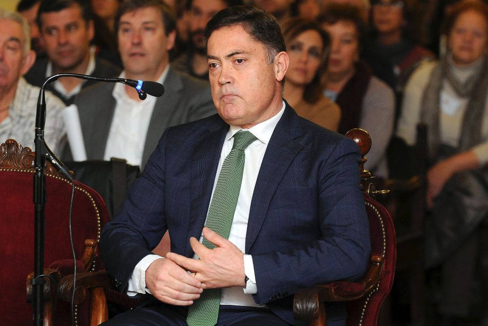 El expresidente de la Diputación de León, Marcos Martínez, durante su declaración hoy en la Audiencia Provincial leonesa.