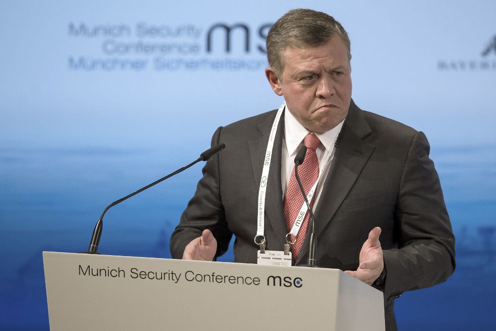 El rey Abdalá II de Jordania, pronuncia su discurso durante la 52 de la Conferencia de Seguridad de Múnich.