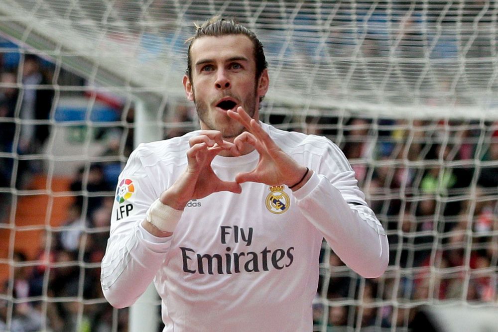 El centrocampista galés del Real Madrid, Gareth Bale celebra un gol.