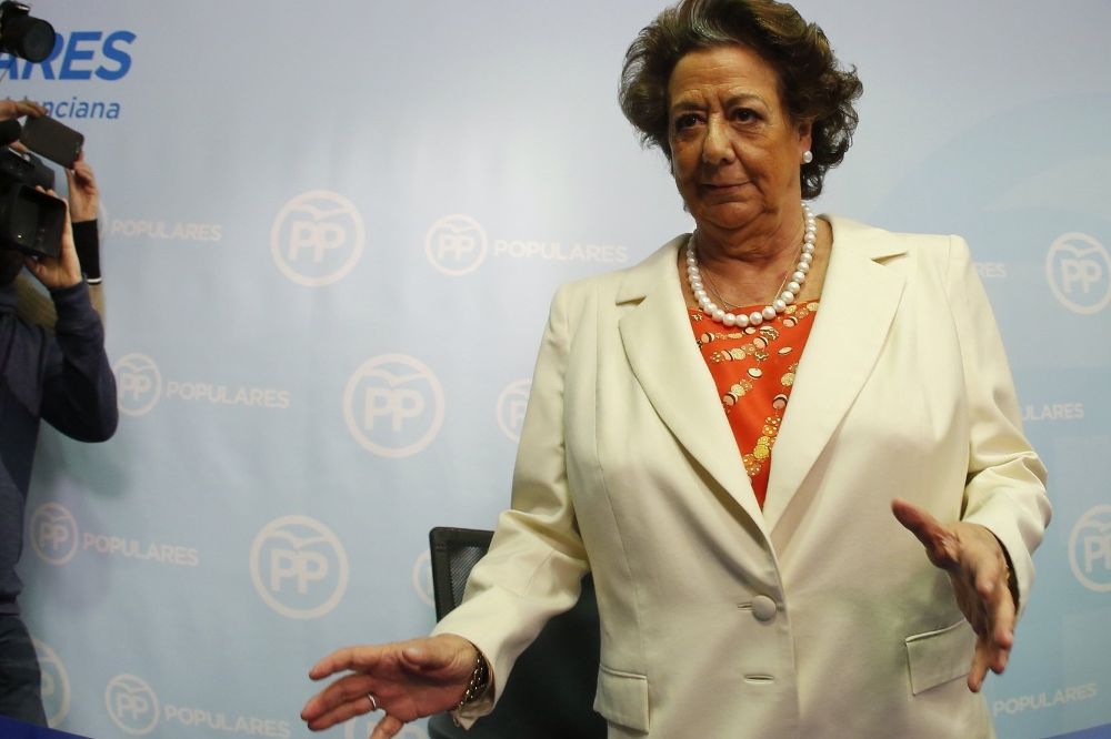 La exalcaldesa de Valencia y senadora, Rita Barberá, durante su primera rueda de prensa desde que se produjeron las detenciones por el denominado caso Imelsa.