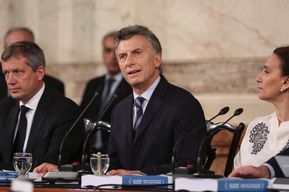 El presidente de Argentina Mauricio Macri durante un discurso hoy, martes, en la apertura de sesiones del Congreso de Argentina.