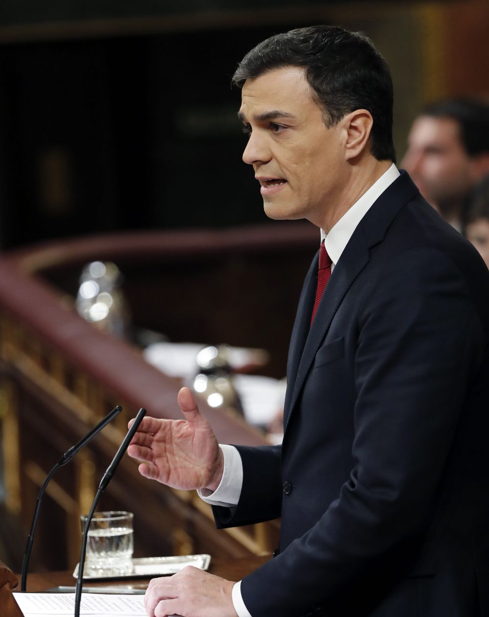 El secretario general del PSOE durante su intervención.