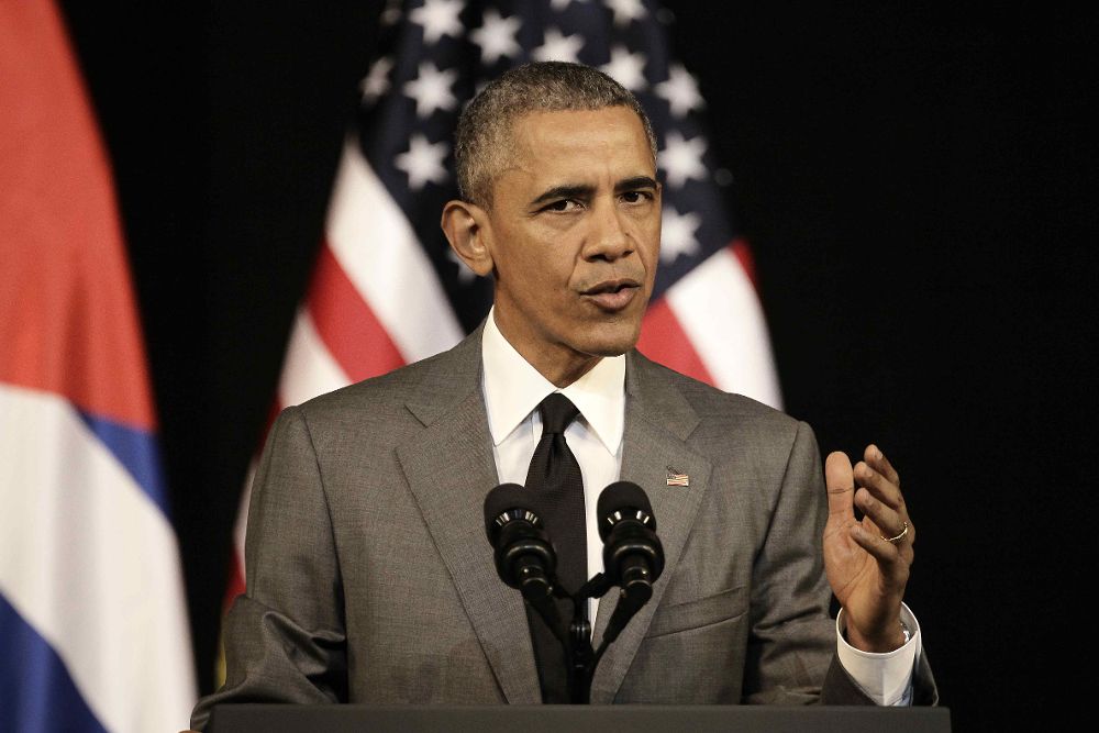 El presidente de Estados Unidos, Barack Obama, en su discurso al pueblo cubano de hoy, martes, en el Gran Teatro de La Habana.