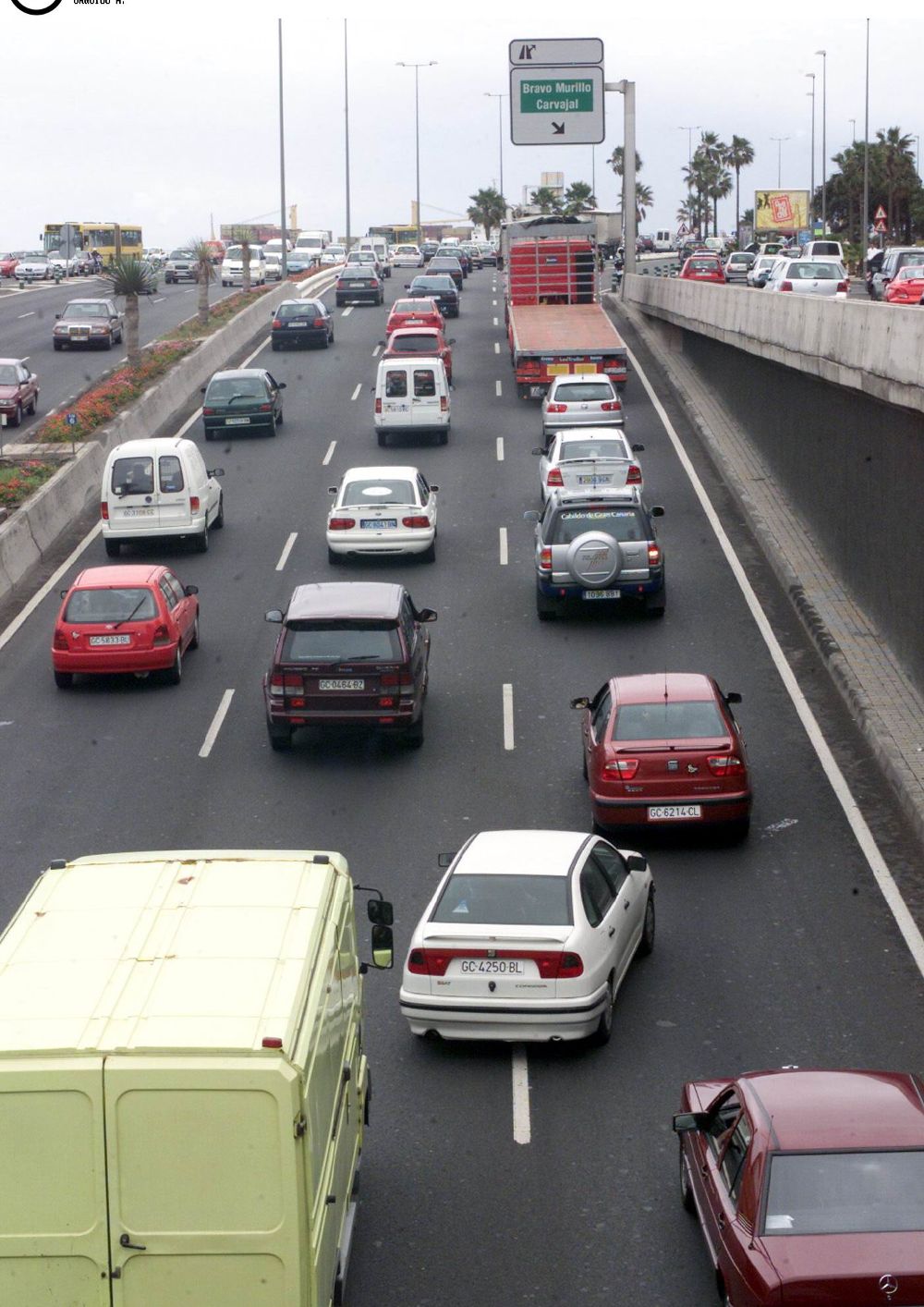 Un atasco de tráfico en Las Palmas.
