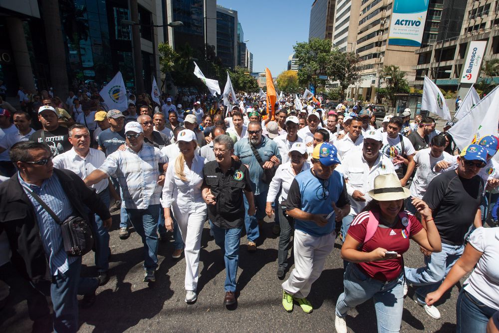 Marcha de la coalición opositora Mesa de Unidad Democrática, el pasado 12 de marzo en Caracas, en demanda de la renuncia del presidente del país, Nicolás Maduro.