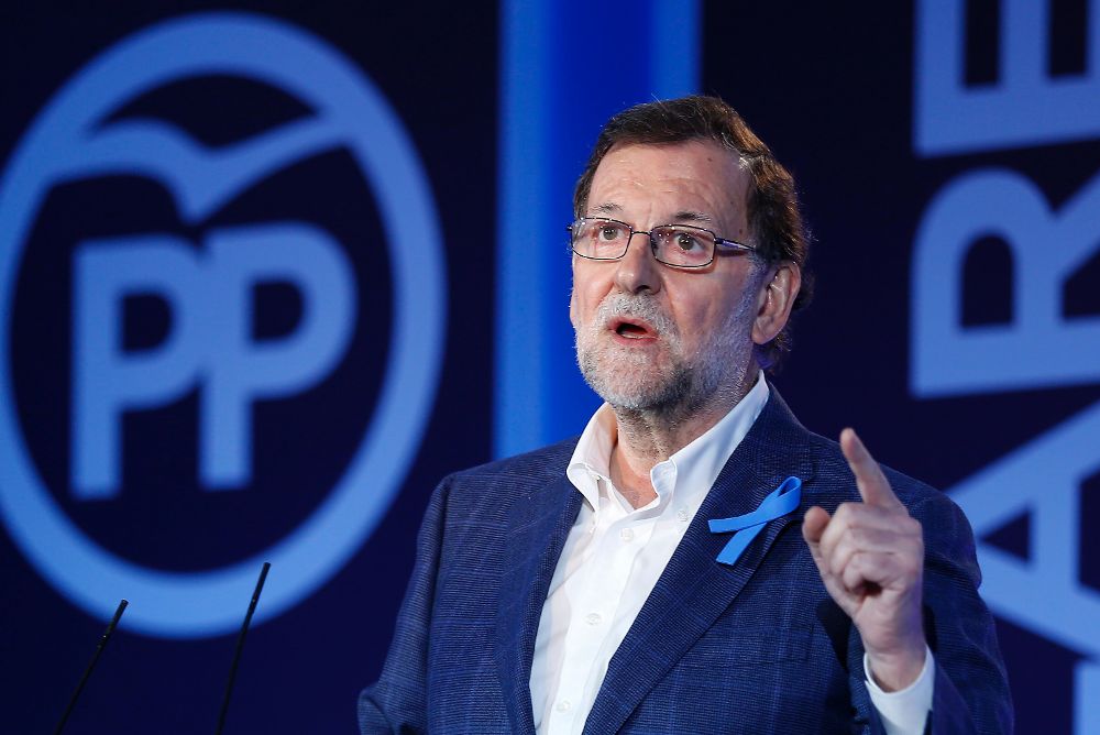 El líder del PP y presidente del Gobierno en funciones, Mariano Rajoy, durante su intervención en la Convención del PP sobre el Pacto por los Servicios Sociales.