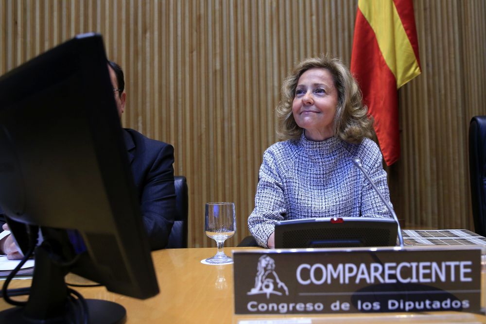 La fiscal general del Estado, Consuelo Madrigal, durante su comparecencia ante la comisión de Justicia del Congreso de los Diputados.