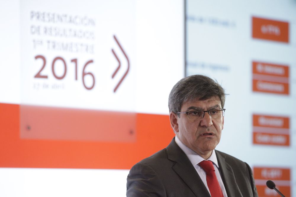 El consejero delegado del Banco Santander, José Antonio Álvarez, durante la presentación de los resultados del grupo correspondientes al primer trimestre del año. 