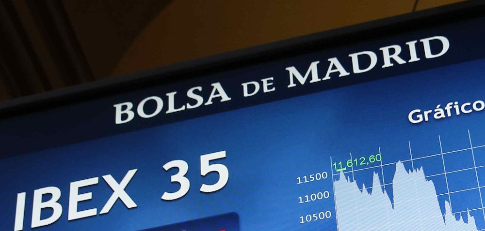 Vista de un panel de la Bolsa española. 