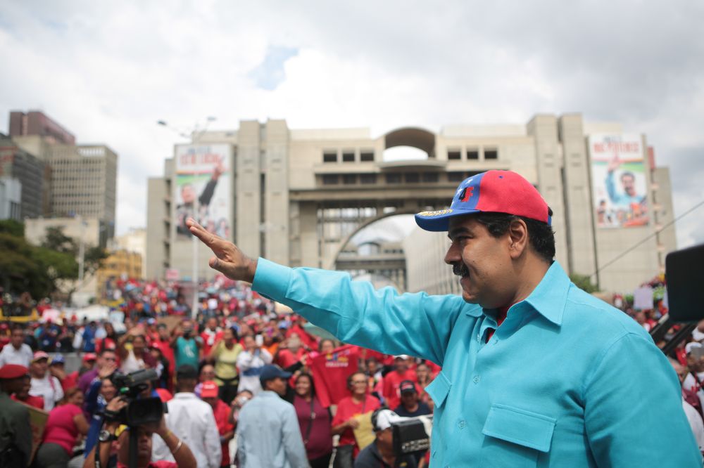 Nicolás Maduro, el pasado sábado, en un acto del Gobierno en Caracas para contrarrestar las peticiones de revocar su mandato.