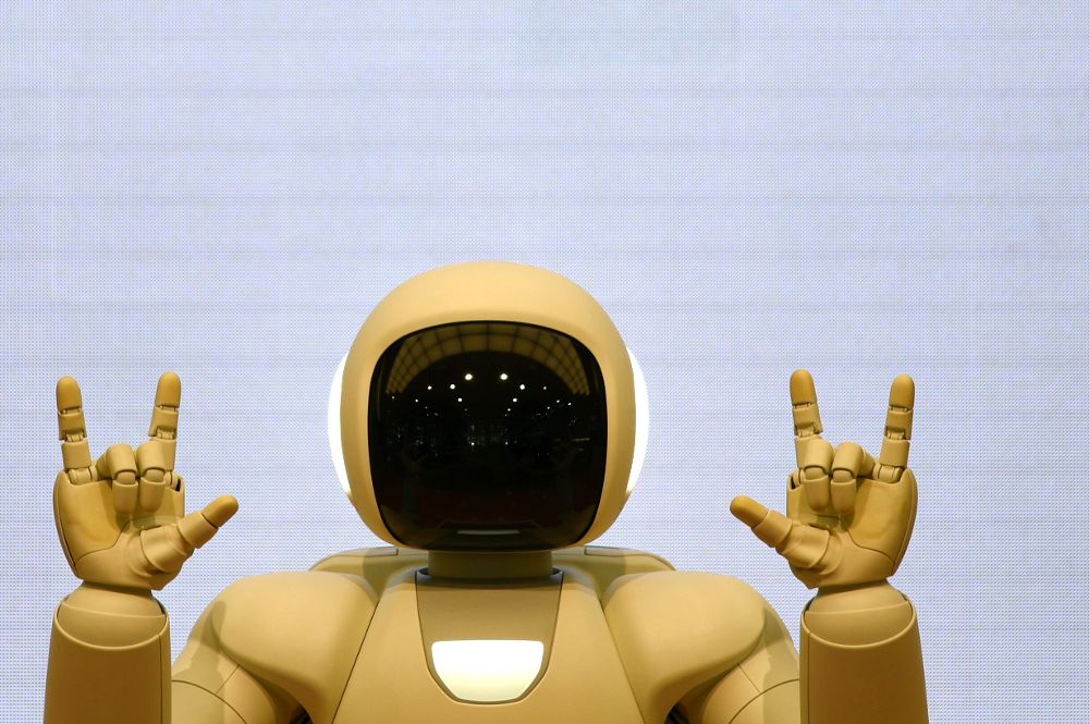 Vista de última generación del robot humanoide del fabricante japonés de vehículos Honda Motor, Asimo.