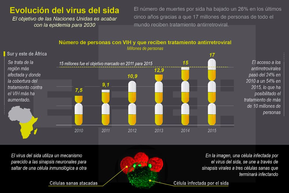 Detalle de la infografía de la Agencia Efe 'Evolución del virus del sida'.