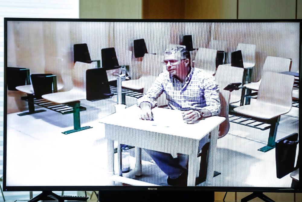 Francisco Granados, durante su comparecencia por videoconferencia desde la cárcel de Estremera en la comisión de investigación de corrupción en la Asamblea de Madrid.