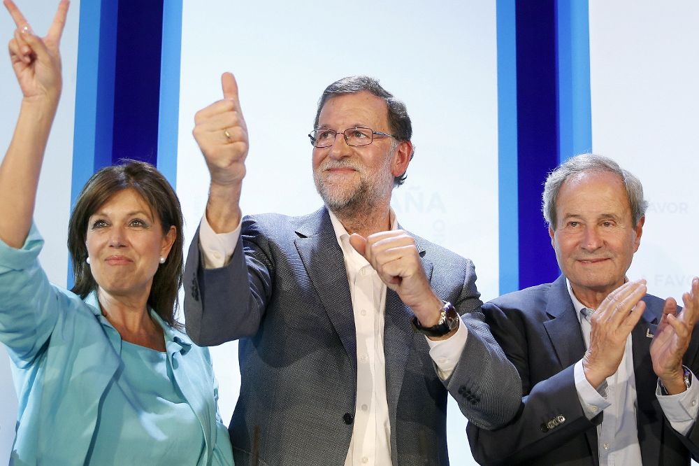 Mariano Rajoy, durante su intervención en el mitin electoral que su partido celebró ayer en Lleida. 