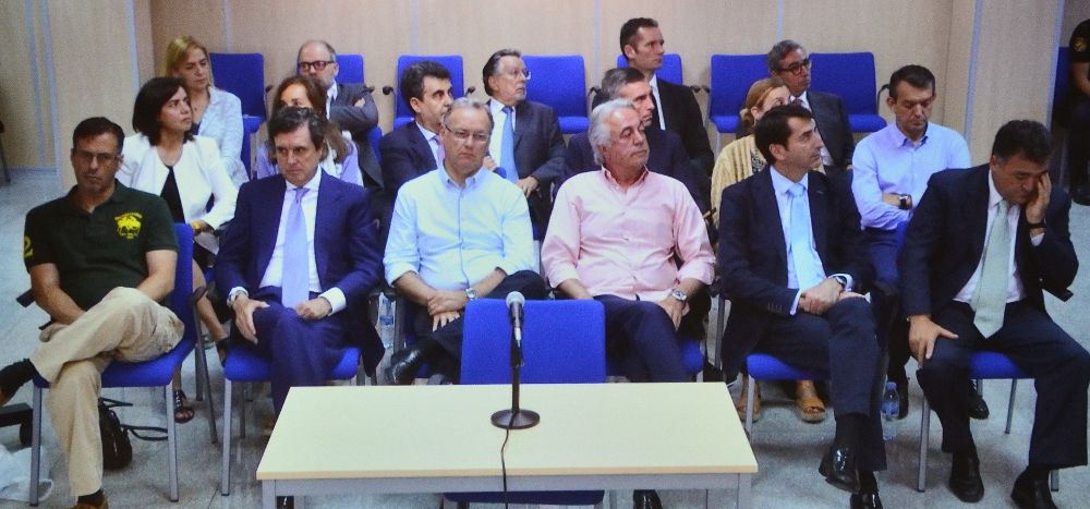 Imagen tomada de la sala de prensa de la Escuela Balear de la Administración Pública (EBAP) de Palma, de la última sesión del juicio.